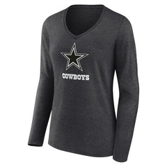 Dallas Cowboys Women's Personalized Name & Number Monochrome V-neck T-Shirt | NFL Sale