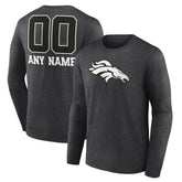 Denver Broncos Personalized Name & Number Monochrome Long Sleeve T-Shirt | NFL Discount