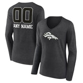 Denver Broncos Women's Personalized Name & Number Monochrome V-neck T-Shirt | NFL US