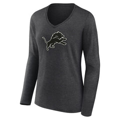 Detroit Lions Women's Personalized Name & Number Monochrome V-neck T-Shirt | NFL Discount