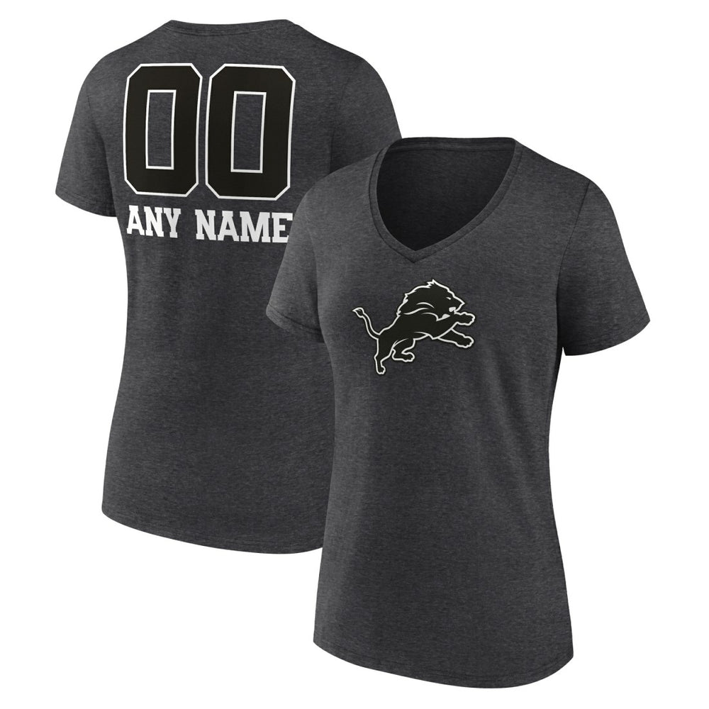 Detroit Lions Women's Personalized Name & Number Monochrome V-Neck Long Sleeve T-Shirt | NFL Online