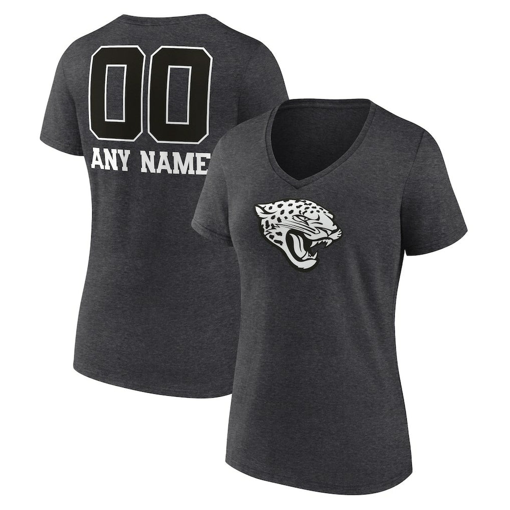 Jacksonville Jaguars Women's Personalized Name & Number Monochrome V-Neck Long Sleeve T-Shirt | NFL Outlet