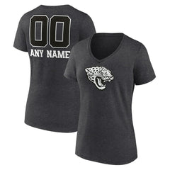 Jacksonville Jaguars Women's Personalized Name & Number Monochrome V-Neck Long Sleeve T-Shirt | NFL Outlet