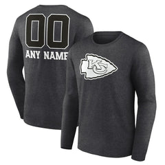 Kansas City Chiefs Personalized Name & Number Monochrome Long Sleeve T-Shirt | NFL Sale