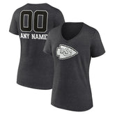 Kansas City Chiefs Women's Personalized Name & Number Monochrome V-Neck Long Sleeve T-Shirt | NFL Hot