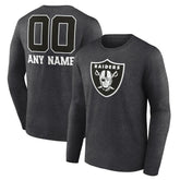 Las Vegas Raiders Personalized Name & Number Monochrome Long Sleeve T-Shirt | NFL Outlet
