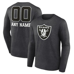 Las Vegas Raiders Personalized Name & Number Monochrome Long Sleeve T-Shirt | NFL Outlet