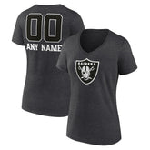Las Vegas Raiders Women's Personalized Name & Number Monochrome V-Neck Long Sleeve T-Shirt | NFL Hot