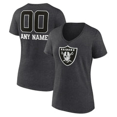 Las Vegas Raiders Women's Personalized Name & Number Monochrome V-Neck Long Sleeve T-Shirt | NFL Hot