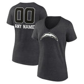 Los Angeles Chargers Women's Personalized Name & Number Monochrome V-Neck Long Sleeve T-Shirt | NFL New