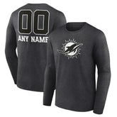Miami Dolphins Personalized Name & Number Monochrome Long Sleeve T-Shirt | NFL Sale