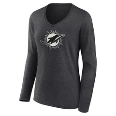 Miami Dolphins Women's Personalized Name & Number Monochrome V-neck T-Shirt | NFL Sale