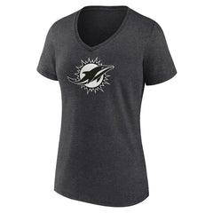 Miami Dolphins Women's Personalized Name & Number Monochrome V-Neck Long Sleeve T-Shirt | NFL New