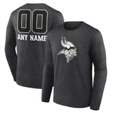 Minnesota Vikings Personalized Name & Number Monochrome Long Sleeve T-Shirt | NFL Discount