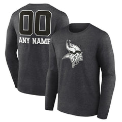 Minnesota Vikings Personalized Name & Number Monochrome Long Sleeve T-Shirt | NFL Discount