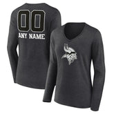 Minnesota Vikings Women's Personalized Name & Number Monochrome V-neck T-Shirt | NFL Hot