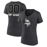 Minnesota Vikings Women's Personalized Name & Number Monochrome V-Neck Long Sleeve T-Shirt | NFL New