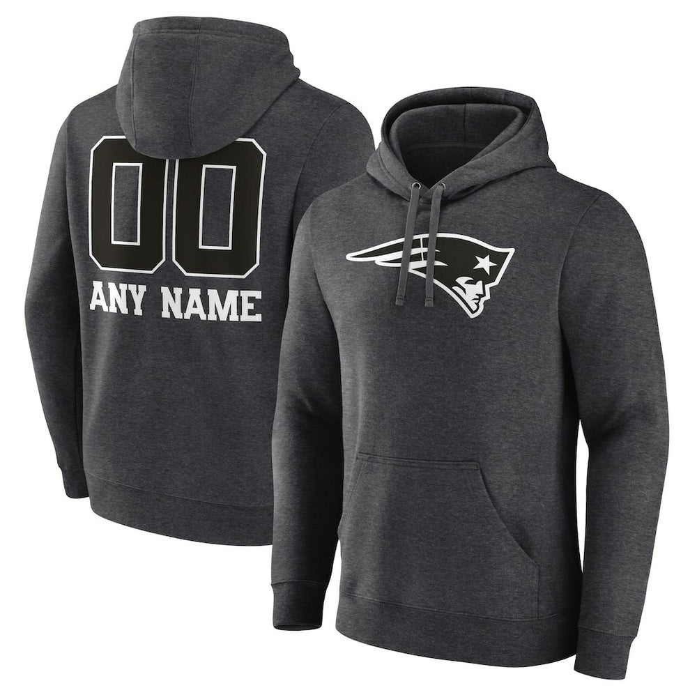 New England Patriots Personalized Name & Number Monochrome Pullover Hoodie | NFL Discount