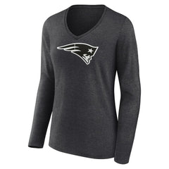 New England Patriots Women's Personalized Name & Number Monochrome V-neck T-Shirt | NFL Hot
