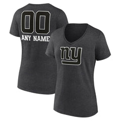 New York Giants Women's Personalized Name & Number Monochrome V-Neck Long Sleeve T-Shirt | NFL Hot