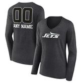 New York Jets Women's Personalized Name & Number Monochrome V-neck T-Shirt | NFL Online