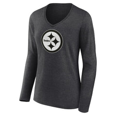 Pittsburgh Steelers Women's Personalized Name & Number Monochrome V-neck T-Shirt | NFL Hot