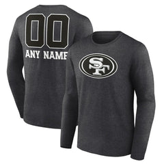 San Francisco 49ers Personalized Name & Number Monochrome Long Sleeve T-Shirt | NFL Online