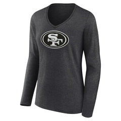 San Francisco 49ers Women's Personalized Name & Number Monochrome V-neck T-Shirt | NFL Outlet