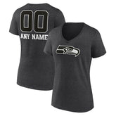 Seattle Seahawks Women's Personalized Name & Number Monochrome V-Neck Long Sleeve T-Shirt | NFL Online
