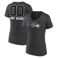 Seattle Seahawks Women's Personalized Name & Number Monochrome V-Neck Long Sleeve T-Shirt | NFL Online