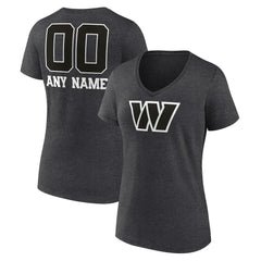 Washington Commanders Women's Personalized Name & Number Monochrome V-Neck Long Sleeve T-Shirt | NFL New