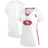 San Francisco 49ers Women's Plus Size Glitter Lace-Up V- Neck T-Shirt | NFL Outlet
