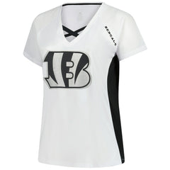 Cincinnati Bengals Women's Plus Size Glitter Lace-Up V- Neck T-Shirt | NFL On sale