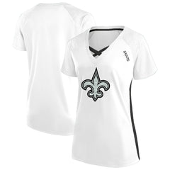 New Orleans Saints Women's Plus Size Glitter Lace-Up V- Neck T-Shirt | NFL Near me