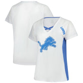 Detroit Lions Women's Plus Size Glitter Lace-Up V- Neck T-Shirt | NFL Near me