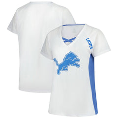 Detroit Lions Women's Plus Size Glitter Lace-Up V- Neck T-Shirt | NFL Near me