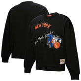 Black New York Knicks Women's Hardwood Classics Home Team Pullover Sweatshirt | NBA