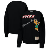 Black Milwaukee Bucks Women's Hardwood Classics Home Team Pullover Sweatshirt | NBA