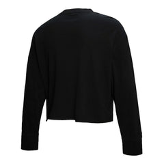 Black New York Knicks Women's Hardwood Classics Studded Boxy Cropped Long Sleeve T-Shirt | NBA