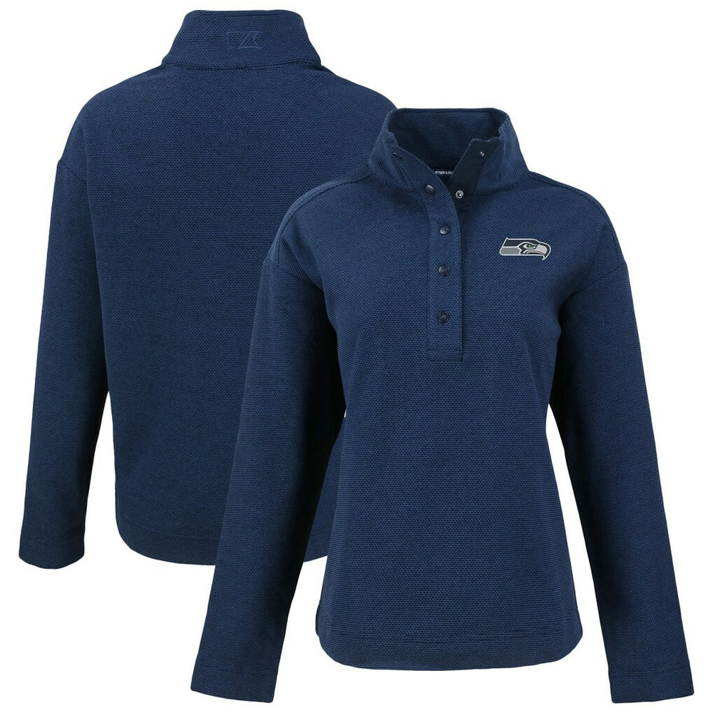 Seattle Seahawks Cutter & Buck Women's Hunts Point Eco Half-Snap Sweatshirt | NFL Outlet