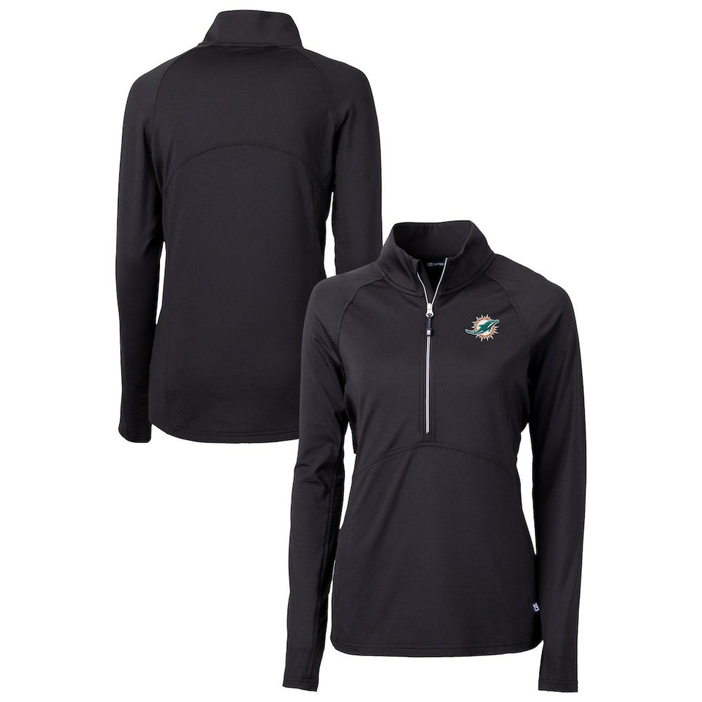 Miami Dolphins Cutter & Buck Women's DryTec Adapt Eco Knit Stretch Recycled Raglan Half-Zip Top | NFL Hot
