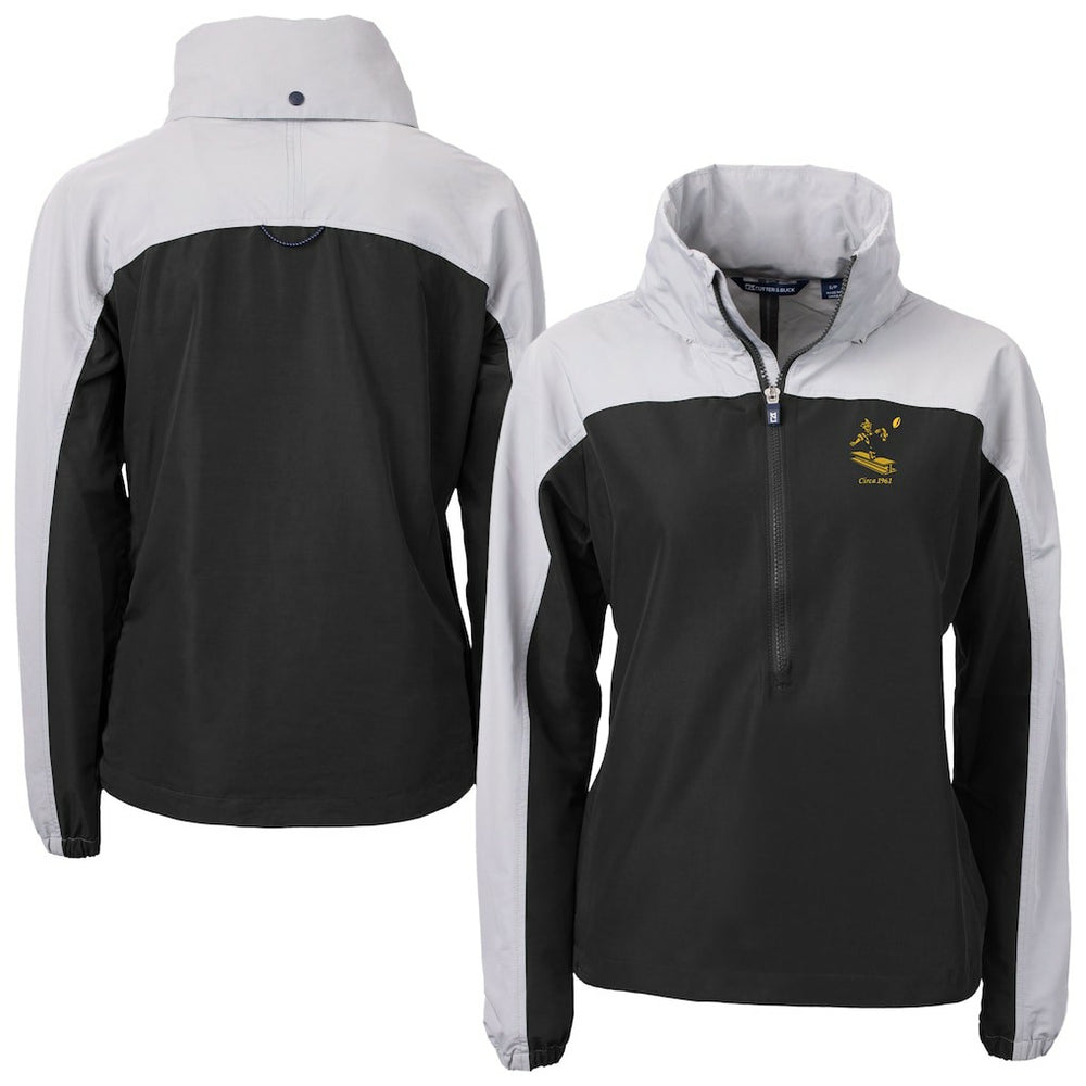 Pittsburgh Steelers Cutter & Buck Women's Charter Eco Recycled Half-Zip Hooded Anorak Jacket | NFL Discount