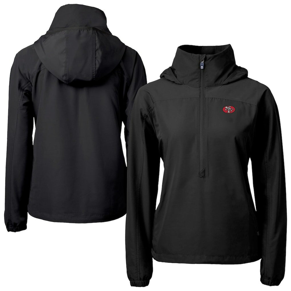 San Francisco 49ers Cutter & Buck Women's Charter Eco Recycled Half-Zip Hooded Anorak Jacket | NFL New