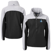 Detroit Lions Cutter & Buck Women's Charter Eco Recycled Half-Zip Hooded Anorak Jacket | NFL Hot