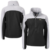 Baltimore Ravens Cutter & Buck Women's Charter Eco Recycled Half-Zip Hooded Anorak Jacket | NFL New