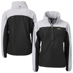 Baltimore Ravens Cutter & Buck Women's Charter Eco Recycled Half-Zip Hooded Anorak Jacket | NFL New