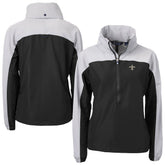 New Orleans Saints Cutter & Buck Women's Charter Eco Recycled Half-Zip Hooded Anorak Jacket | NFL Hot