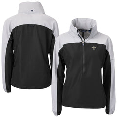 New Orleans Saints Cutter & Buck Women's Charter Eco Recycled Half-Zip Hooded Anorak Jacket | NFL Hot