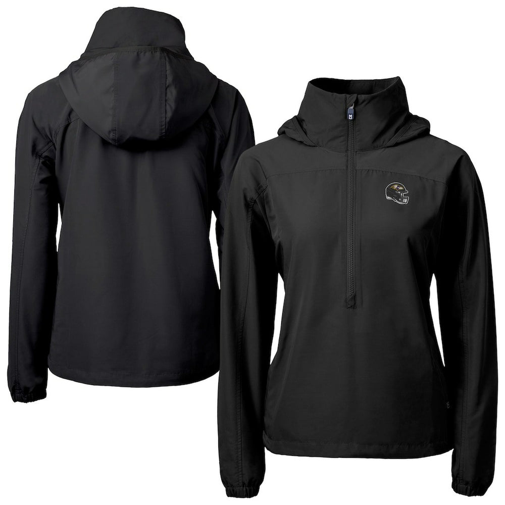 Baltimore Ravens Cutter & Buck Women's Charter Eco Recycled Half-Zip Hooded Anorak Jacket | NFL Hot