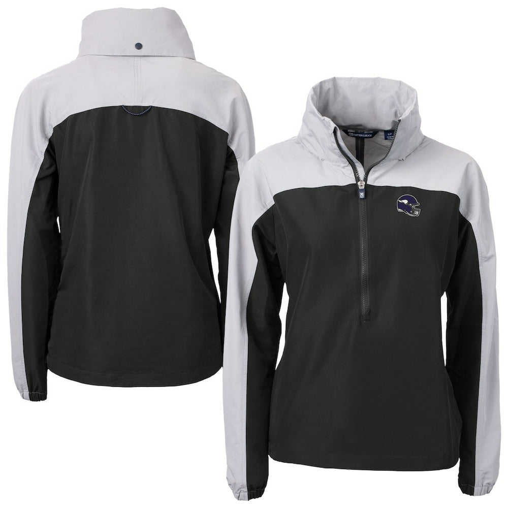 Minnesota Vikings Cutter & Buck Women's Charter Eco Recycled Half-Zip Hooded Anorak Jacket | NFL Outlet